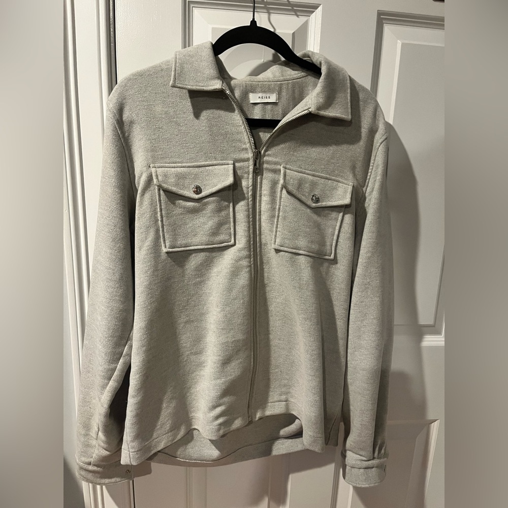 Reiss Peridoe Wool Blend Felted Herringbone Jacket
